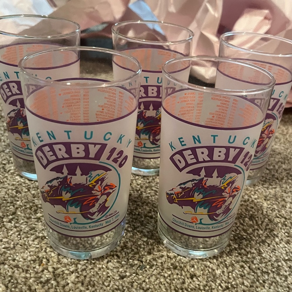 Kentucky Derby 120 Glass Set of 5 Mint Julep 1994. Churchhill Downs